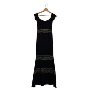 Xscape Bla Striped Cap Sleeve Women's Evening Dress Gown Size 2